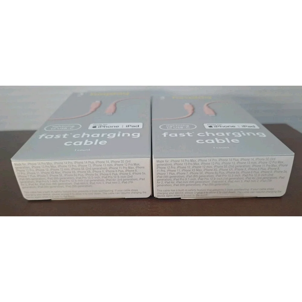 NIB Set Of 2 Heyday 3 Foot Pink‎ USB-C Fast Charging Cable iPhone & IPad